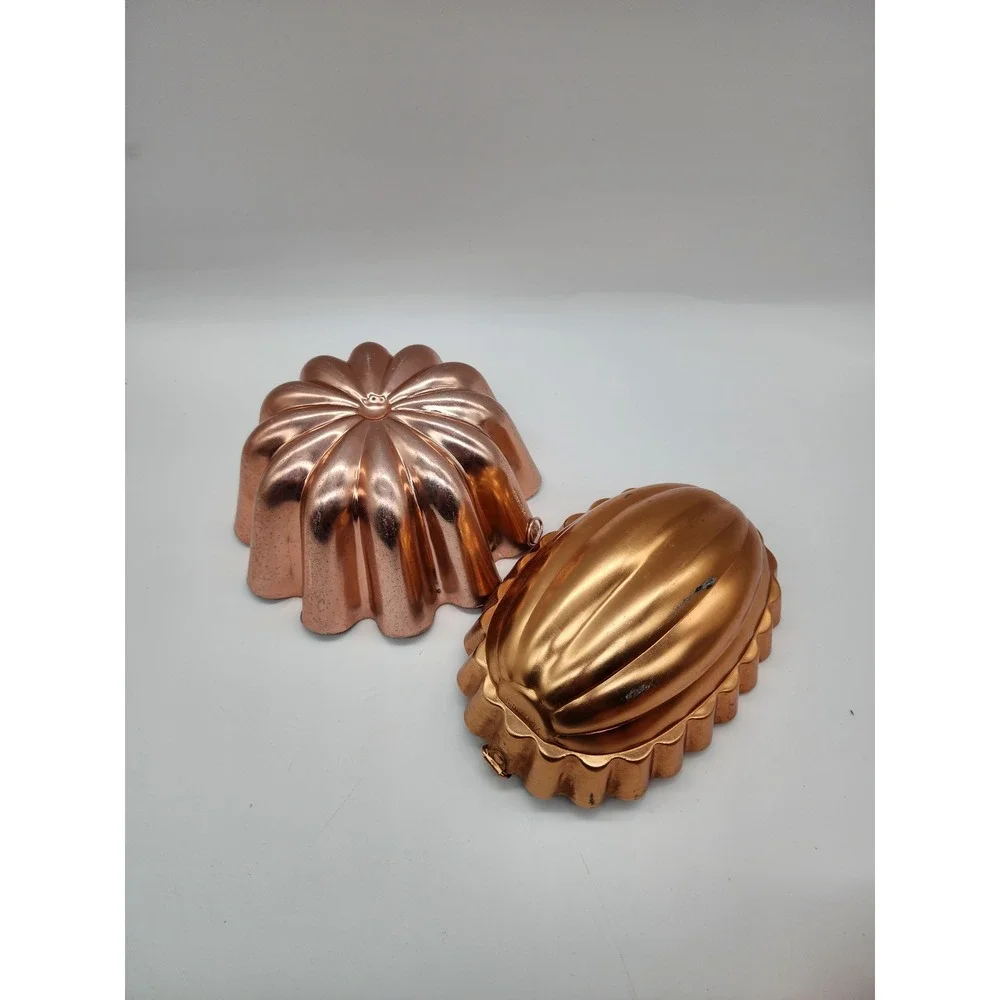 Vintage Copper Tone Aluminum Jello Cake Molds Set of 2 Fluted Scalloped Decor